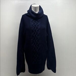 Trovata Birds Of Paradise Sweater Knit Long Sleeve Cowl Neck Cashmere Blue Small